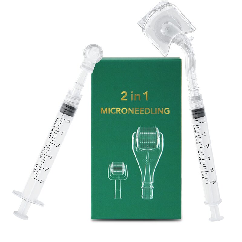 Dermaroller System Manufacturer - 2-in-1 Titanium 1.5mm Needle Syringe for Home Use Face Eye Lip