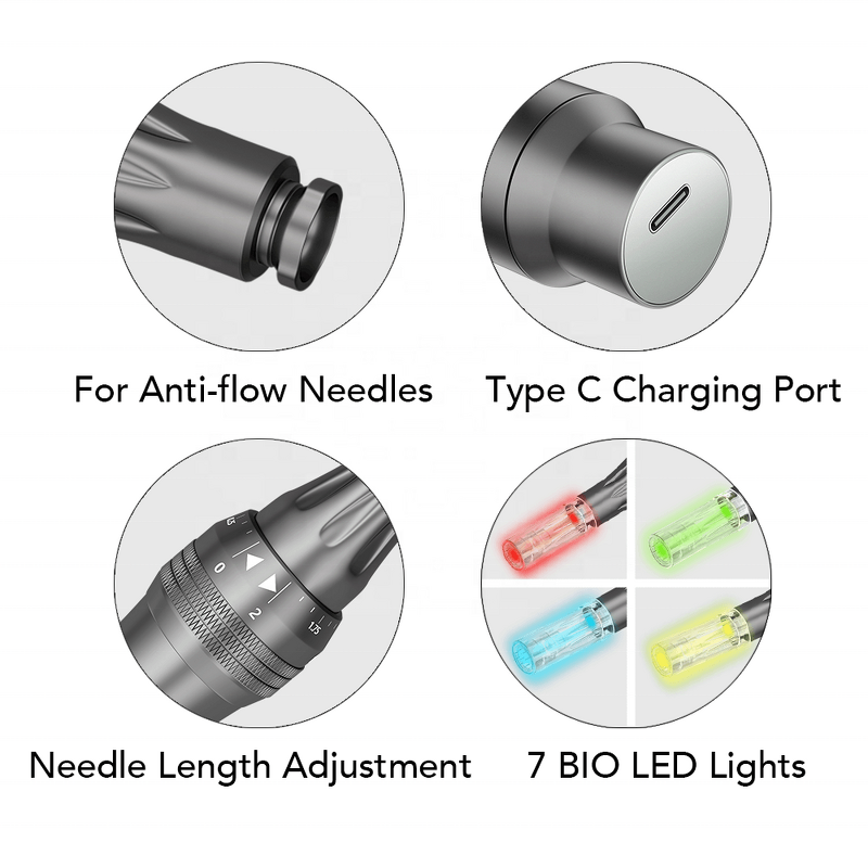 Microneedling Pen Manufacturer - CE Approved Professional Wireless Home Use Anti-Back Flow 7 Colors LED