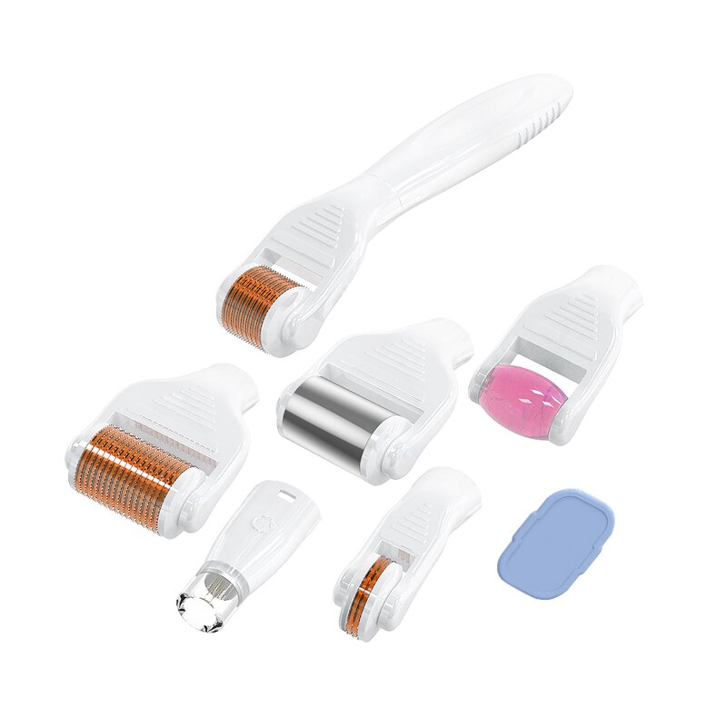 Derma Roller SET Manufacturer - Private Label 7 in 1 with Replaceable Ice Jade Roller 12 PINS Face Body