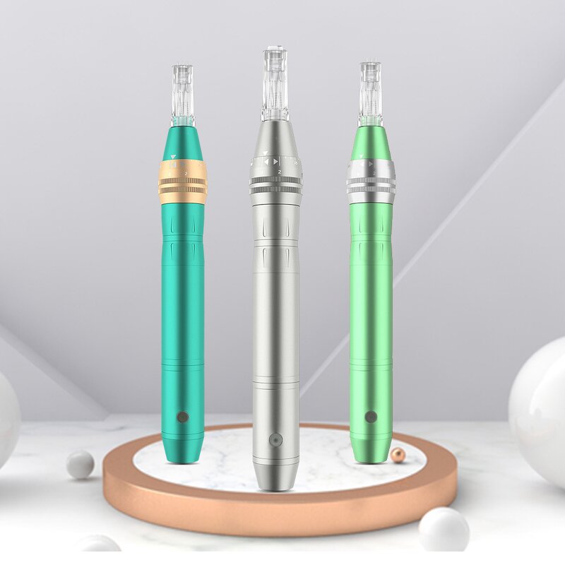 Dermapen Manufacturer - CE Approved Auto 2 Pcs Battery Anti-flow Microneedle Pen for Face Rejuvenation
