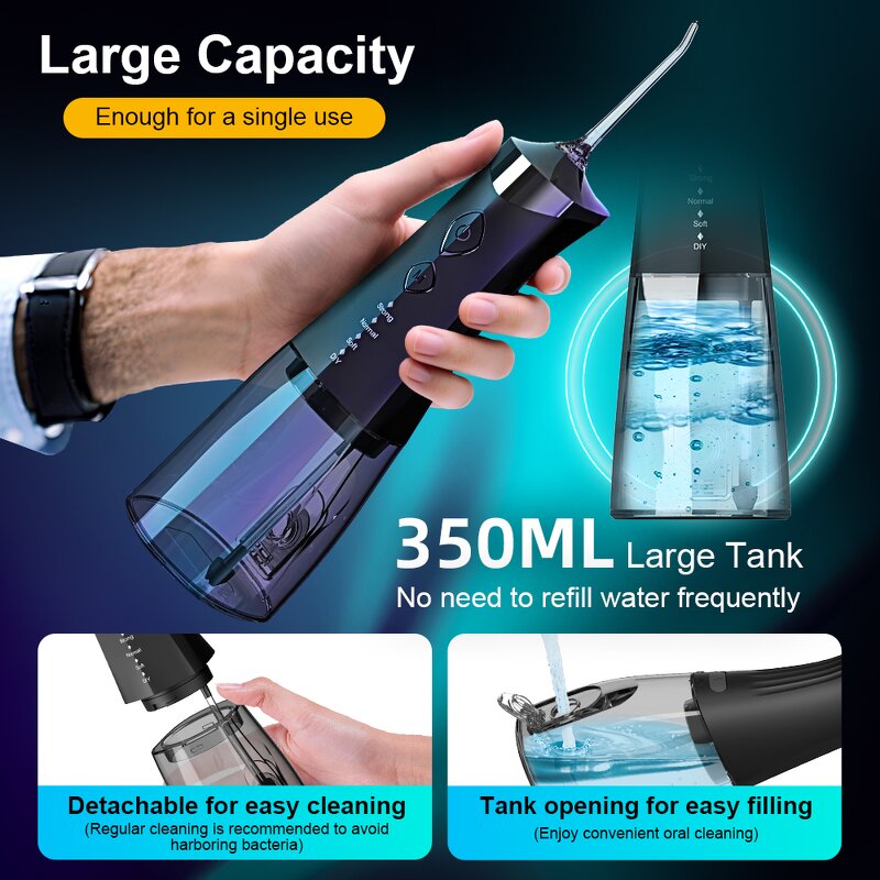 Portable Water Flosser - 350ML USB Powered Household Outdoor Teeth Cleaner