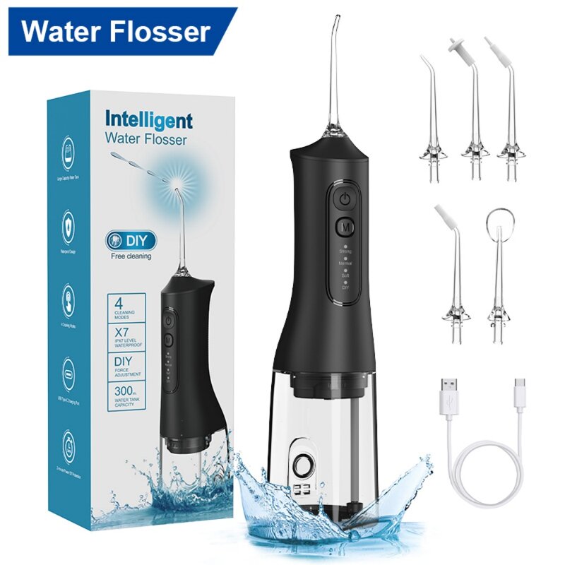 Cordless Water Flosser - IPX7 Waterproof 5 Nozzles Dental Teeth Cleaning Tool