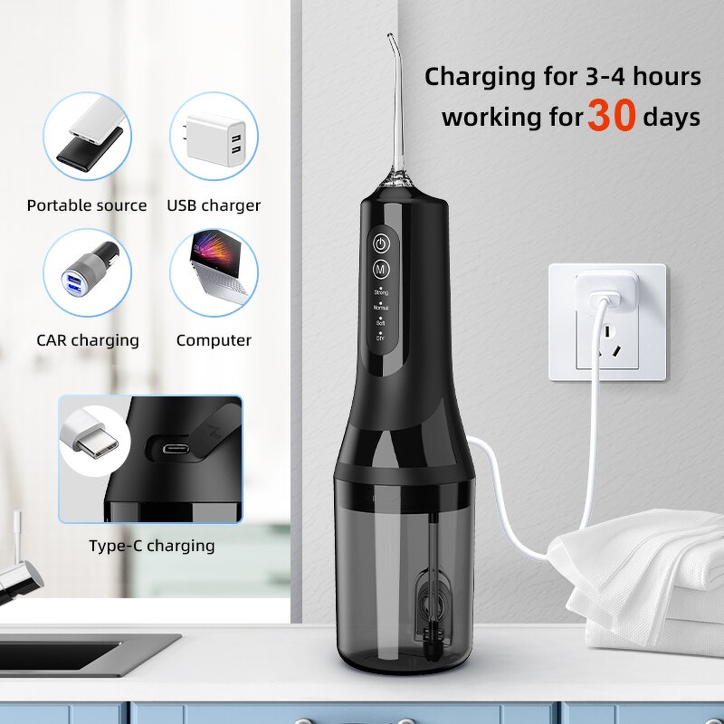 Electric Water Flosser - IPX7 Waterproof USB Rechargeable Plastic Oral Irrigator