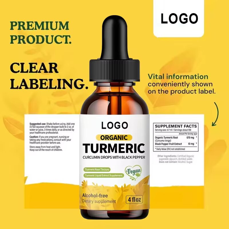 Turmeric Curcumin Drops - Organic Black Pepper Antioxidant Oral Liquid Adults