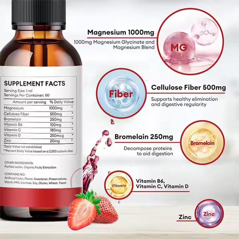 Magnesium Glycinate Drops - Nerve Sleep Supplement Liquid with Vitamin Formula