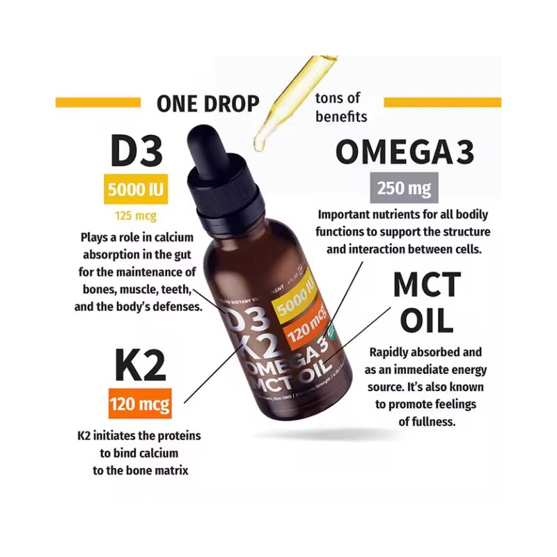 Vitamin D3 K2 Drops - Customized 50000 D3-2k Cholecalciferol Calcium Kids