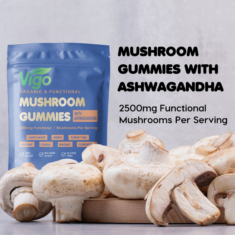 Mushroom Gummies - Vigo Custom Vegan Reishi Cordyceps Ashwagandha Lion's Mane