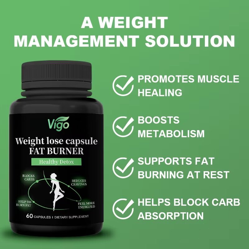 Fat Burner Capsules - Vigo Pure Natural Herbal Diet Supplement Fast Strong