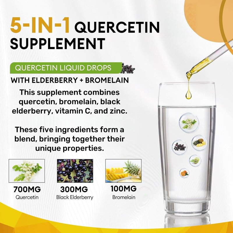 Quercetin Liquid Drops - Phytosome Sophora Japonica Zinc Elderberry Health