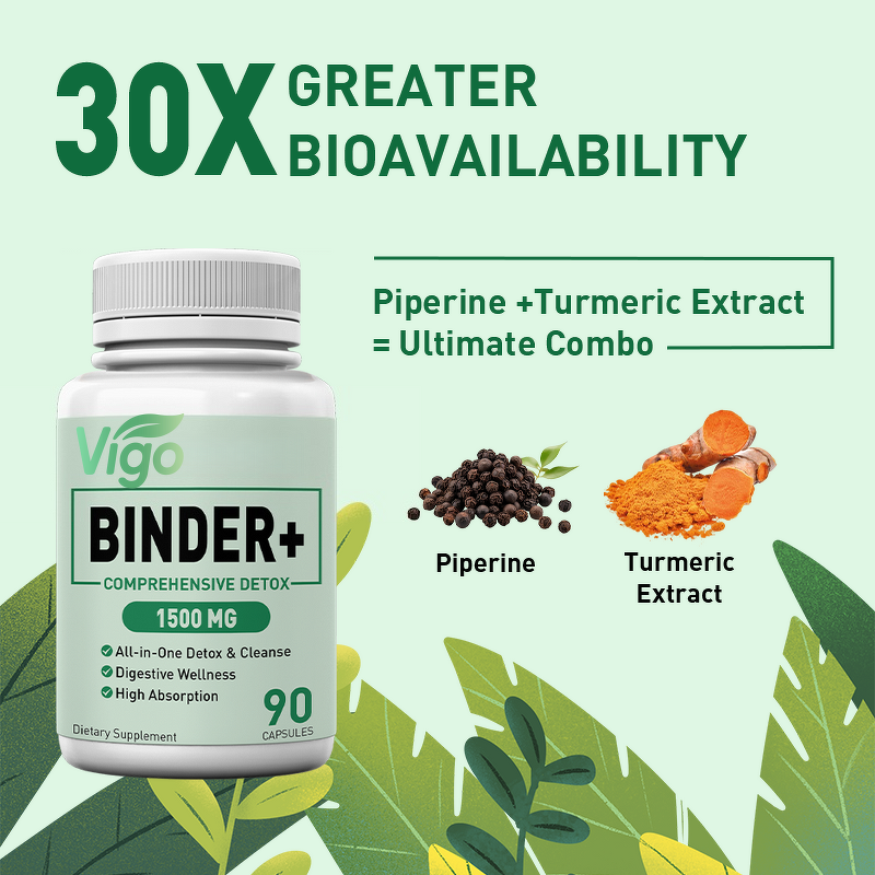 Detox Binder Capsules - Vigo 1500 MG Activated Charcoal Zeolite Liver Gut Cleanse