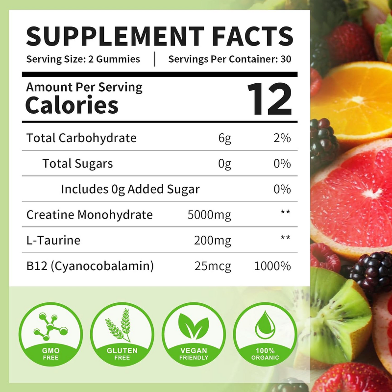 Creatine Gummies - Vigo Energy Monohydrate Pre-Workout Women Men Sports