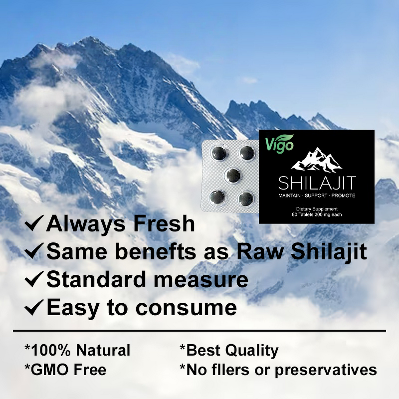 Shilajit Supplement - Vigo 3 in 1 Pure Himalayan Ashwagandha Gold Tablet