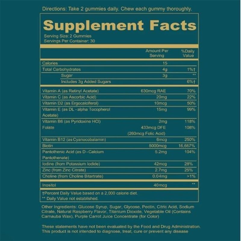 Hair Skin Nails Gummies - Vigo Vegan Biotin Vitamins Healthy Hair Support