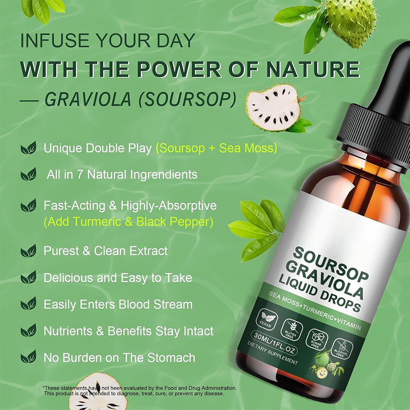 Soursop Liquid Drops - Vigo OEM Organic Graviola Leaf Extract Vitamins Tool