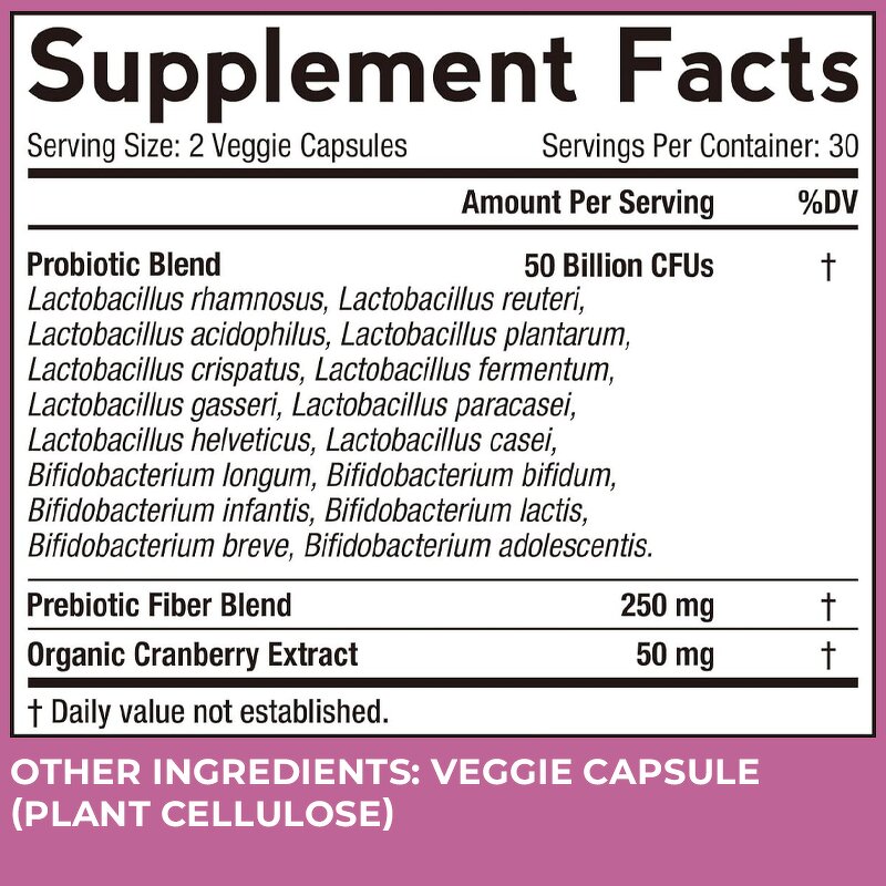 Menopause Probiotics - Vigo 60 Capsules 50 Billion Cranberry Immune Support