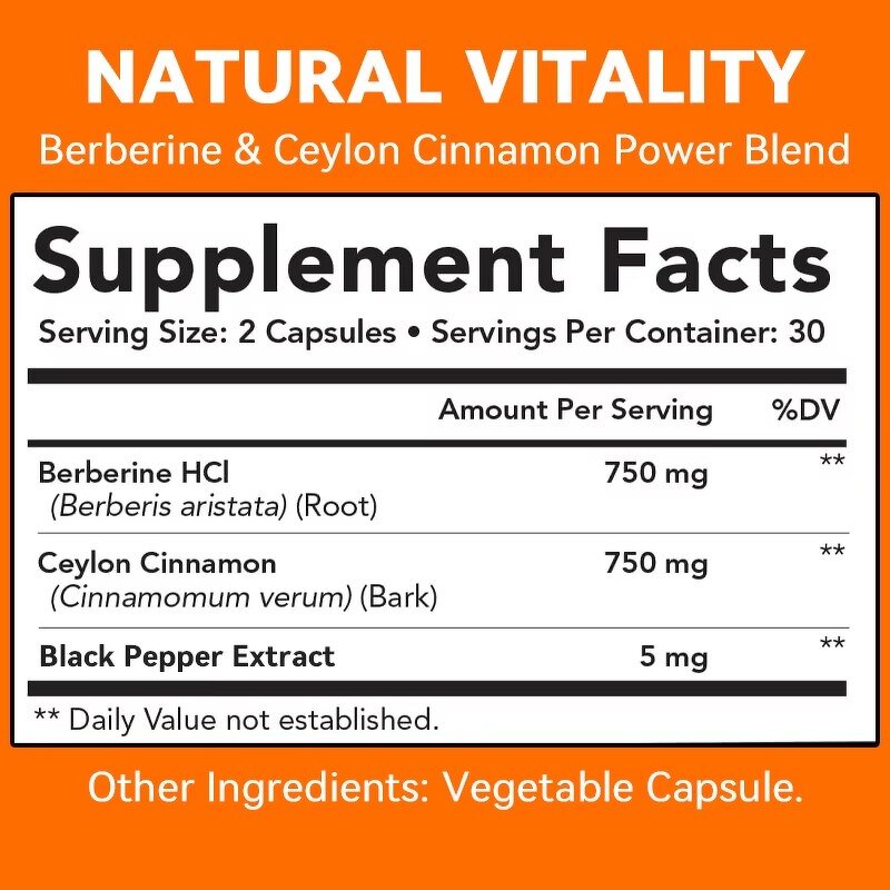 Berberine Capsules - Vigo Custom Ceylon Cinnamon Men Women Immune Support