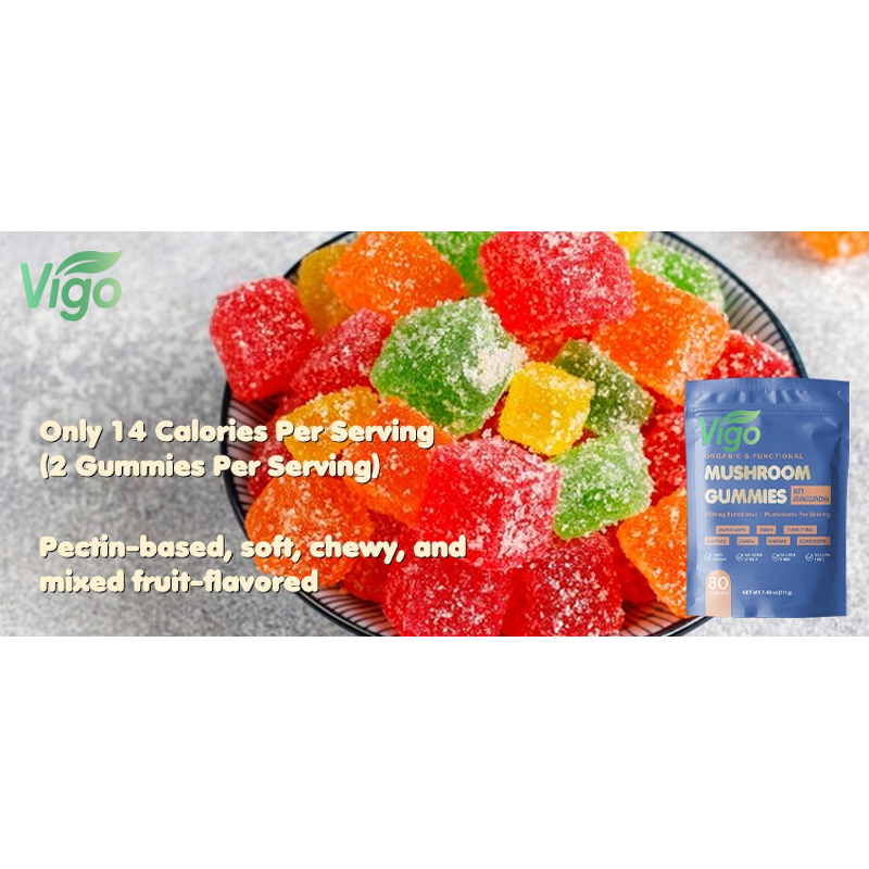 Mushroom Gummies - Vigo Custom Vegan Reishi Cordyceps Ashwagandha Lion's Mane