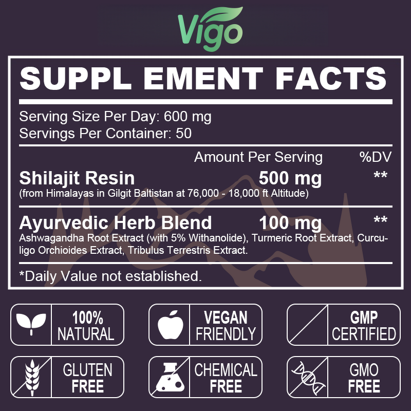 Shilajit Resin - Vigo Hatmanlabs 60g Trace Minerals Organic Wholesale