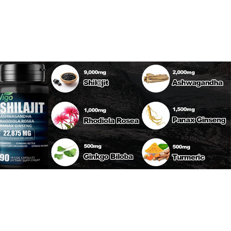 Shilajit Capsules - Vigo GMP Private Label 85+ Trace Minerals Men Women