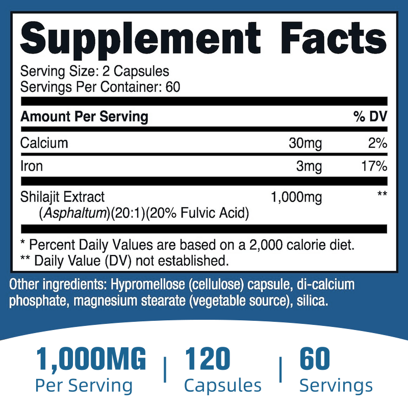 Shilajit Capsules - Vigo Pure Himalayan 85% Fulvic Acid 125 Servings