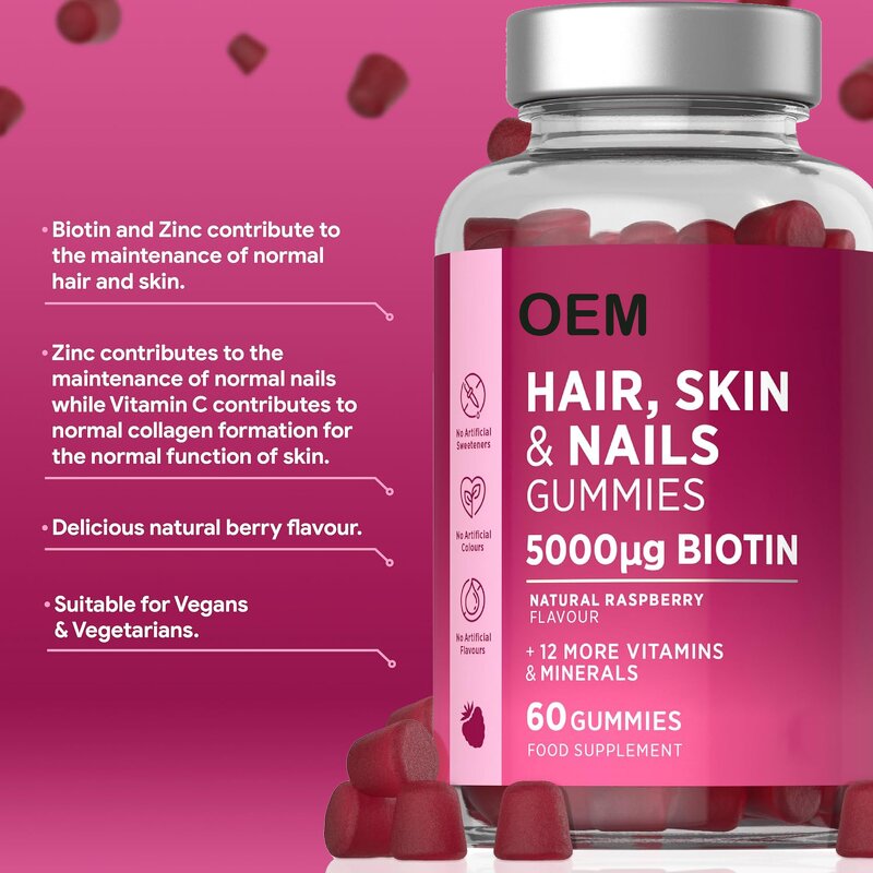 Biotin Hair Gummies - Vigo Vitamins Zinc Vitamin C Women Men Skin Nails