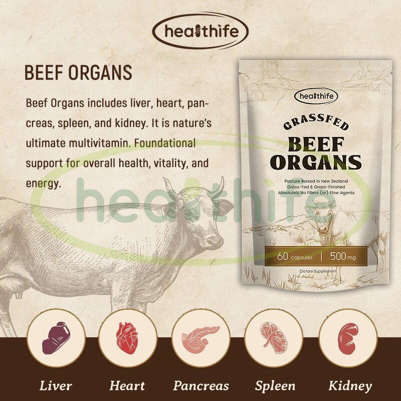 Beef Organ Capsule Manufacturer - Grass Fed 5 in 1 Liver Heart Blend