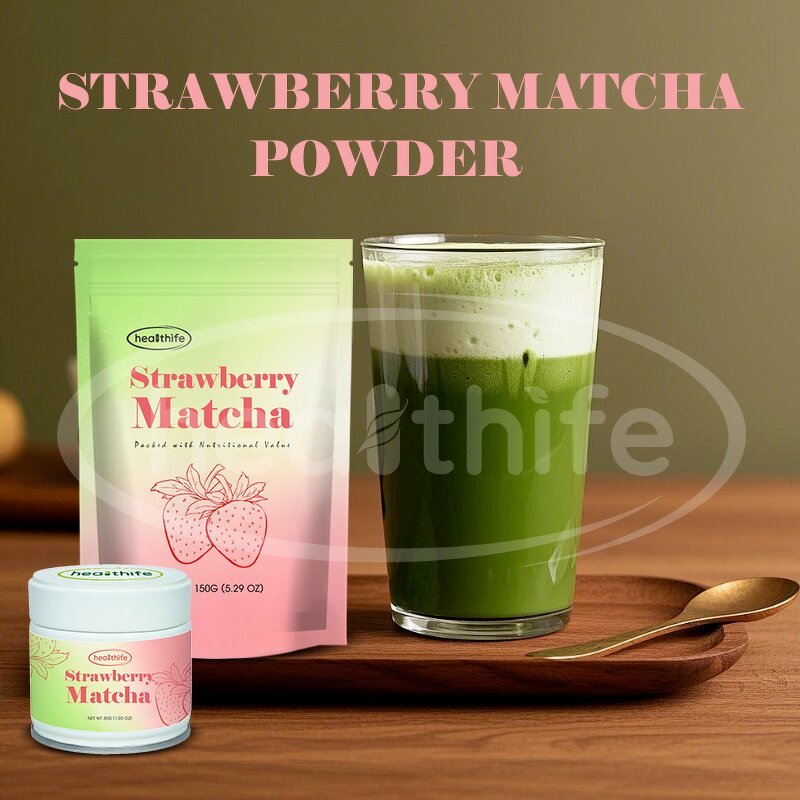 Matcha Latte Powder - Organic Instant Strawberry Flavour Green Tea
