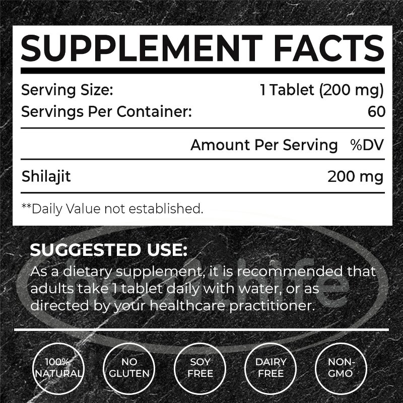 Shilajit Tablets Manufacturer - Private Label 200mg/60tablets Pure Resin