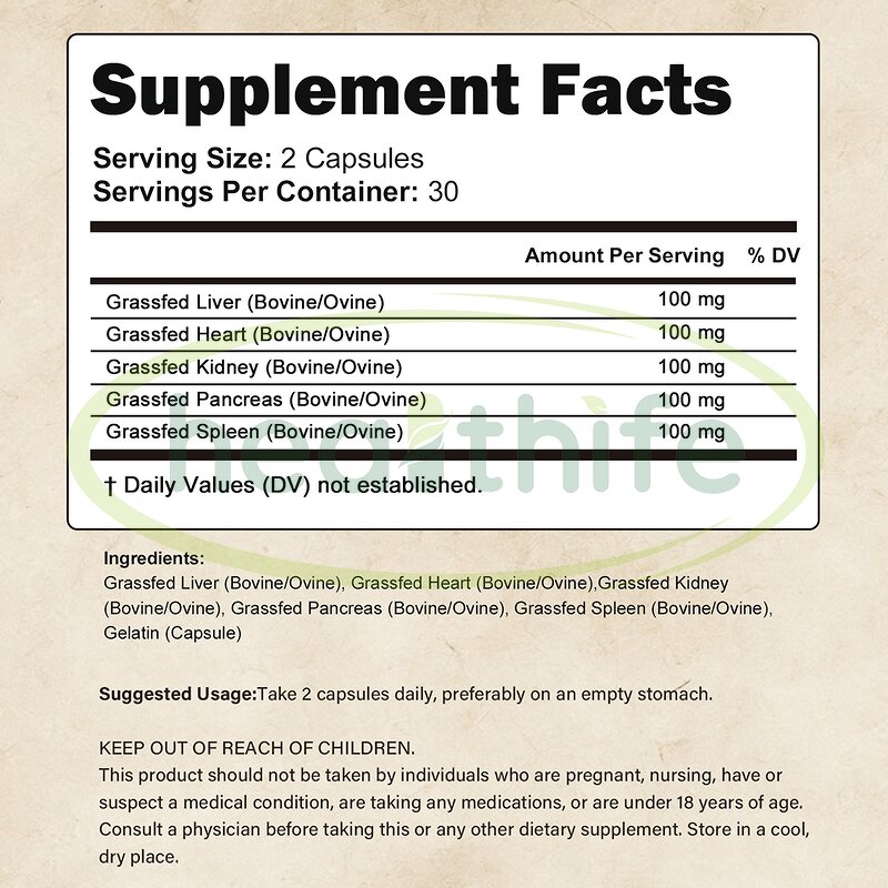 Beef Organ Capsule Manufacturer - Grass Fed 5 in 1 Liver Heart Blend