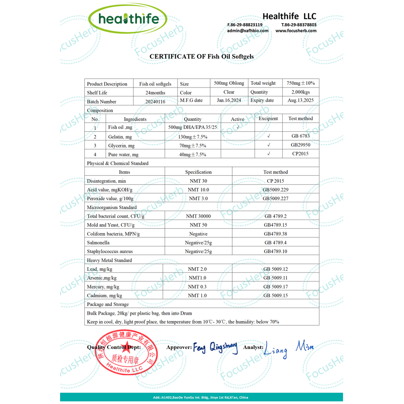 Fish Oil Softgels Manufacturer - Omega 3 1000mg/500mg DHA/EPA
