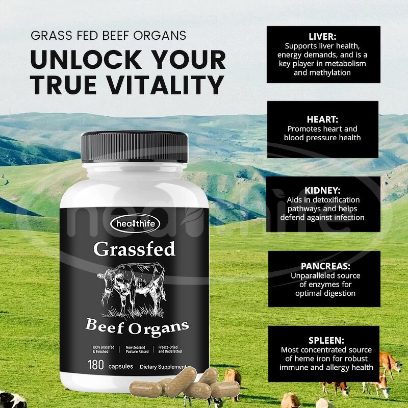 Beef Organ Supplement - 5 in 1 Mix 600mg New Zealand Grass Fed