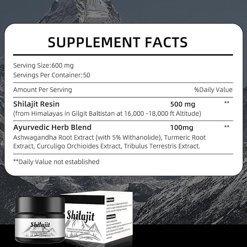 Shilajit Resin - Gold Grade Natural Extract Liquid with Ashwagandha