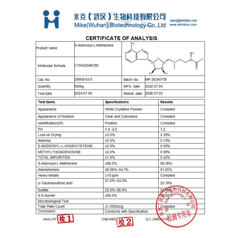 S-Adenosylmethionine Powder - Factory Supply CAS 29908-03-0 Bulk SAMe