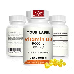 Vitamin D3 K2 MK7 Softgel - OEM Vegan Organic for Bones Heart Health Capsules