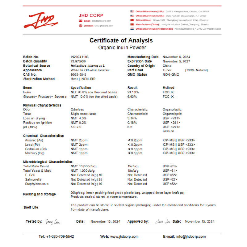 Inulin Powder - USA/EU Chicory Root Extract 90% Organic Baking Health Supplement