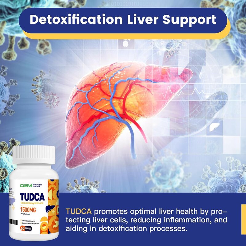 TUDCA Capsules - OEM Private Label Liver Cleanse Detox 500mg Tauroursodeoxycholic