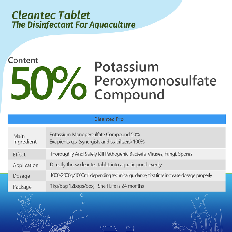 Aquaculture Disinfectant Tablet - Potassium Peroxymonosulfate Fish Shrimp Pond Clean