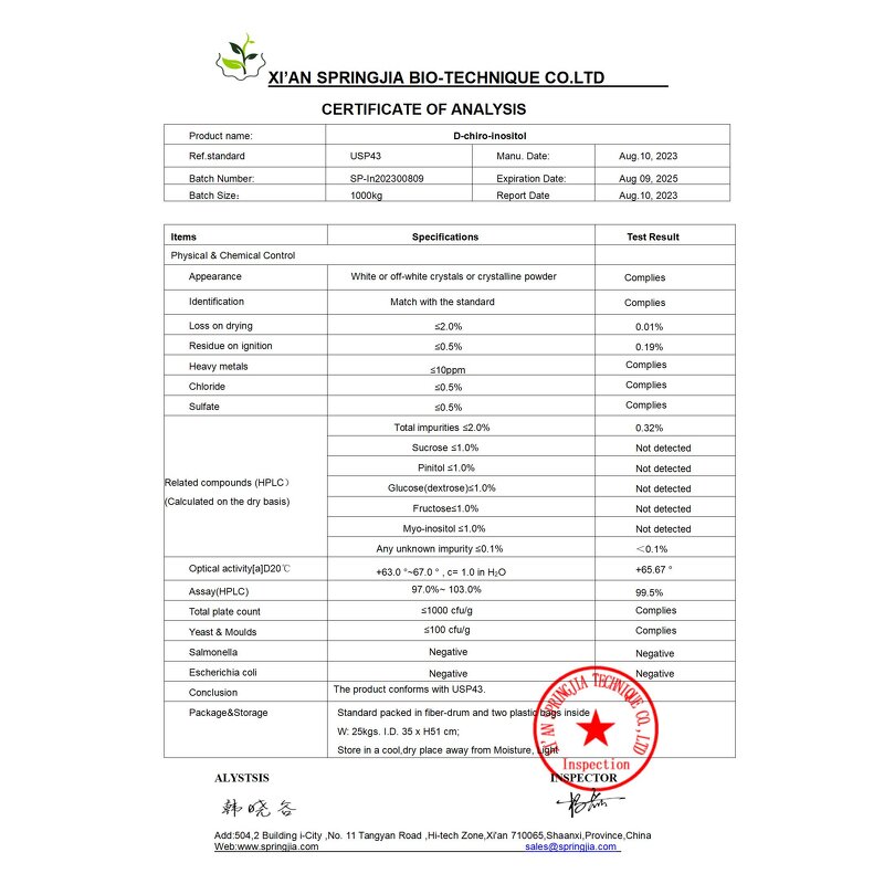 Myo-Inositol Powder Factory - Food Grade 99% ITPP ISO9001 Certified