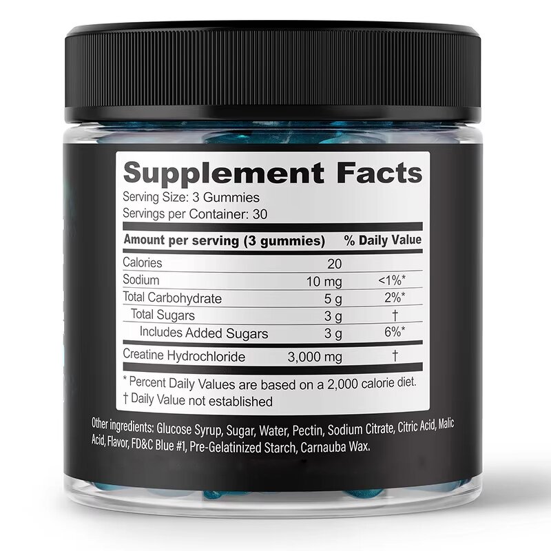 Vegan Creatine HCL Gummies - Factory 3000mg Pre Workout Raspberry Flavour Energy