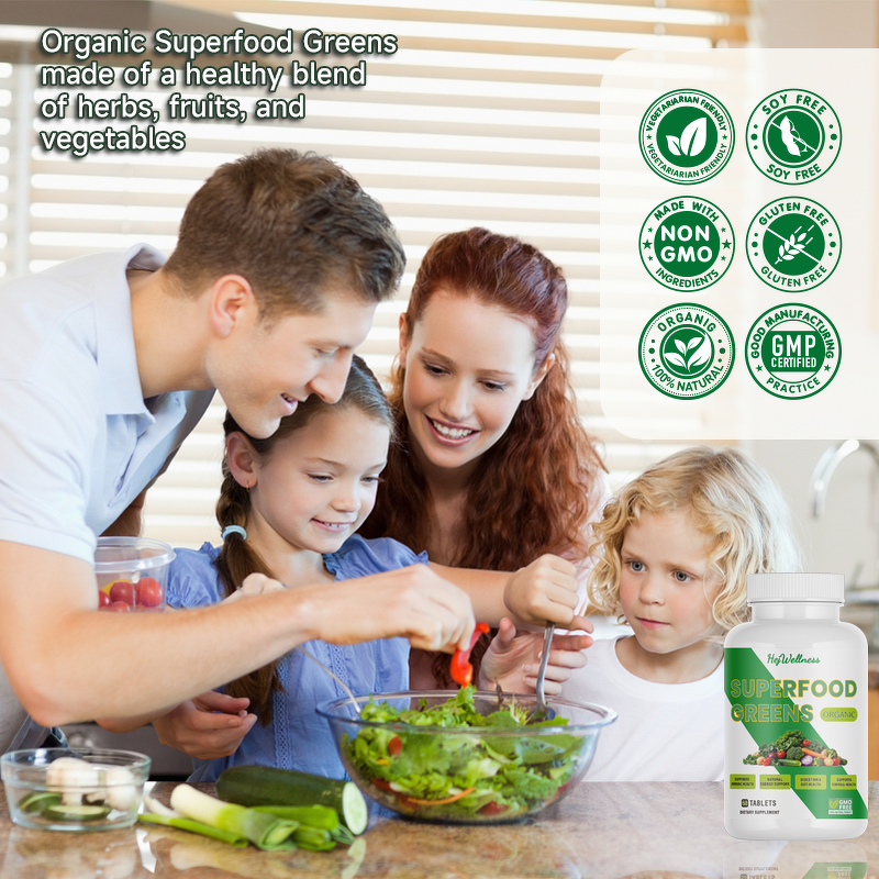 Organic Greens Tablets - OEM Fruit Veggie Digestion Immunity Supplement