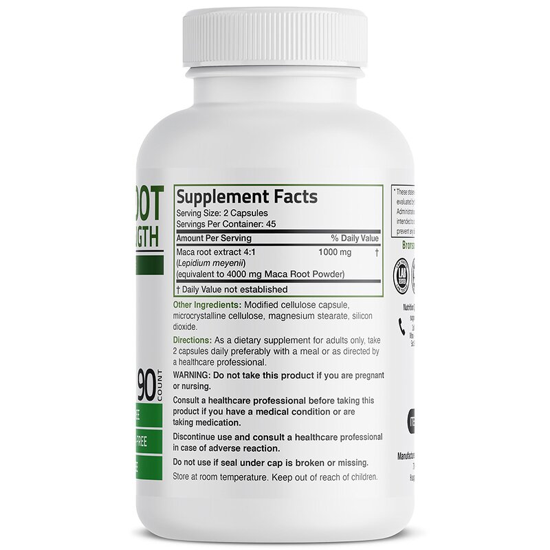 Black Maca Root Capsules - Organic Men Women Strength Adult Herbal Supplement