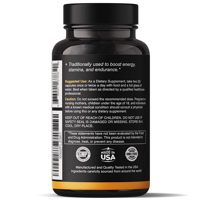 Black Maca Root Capsules - Organic 1500mg Men Women Strength Support Supplement