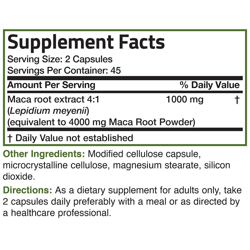Black Maca Root Capsules - Organic Men Women Strength Adult Herbal Supplement