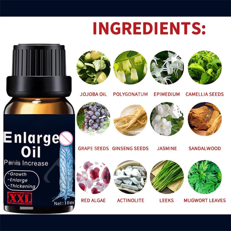 Men's Massage Oil - Natural Private Enlargement Strong Long Lasting Performance