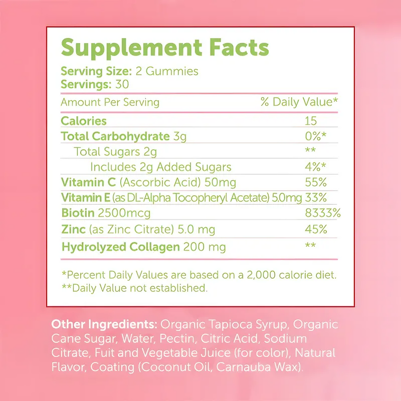 Collagen Hair Gummies - Private Label Hydrolyzed Zinc Skin Whitening Multivitamin