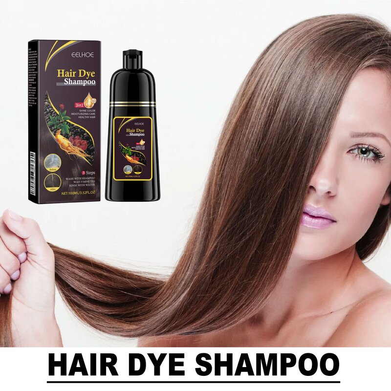 Hair Dye Cream - EELHOE 100ml Natural Herbal 3-IN-1 Black Brown Hair Color