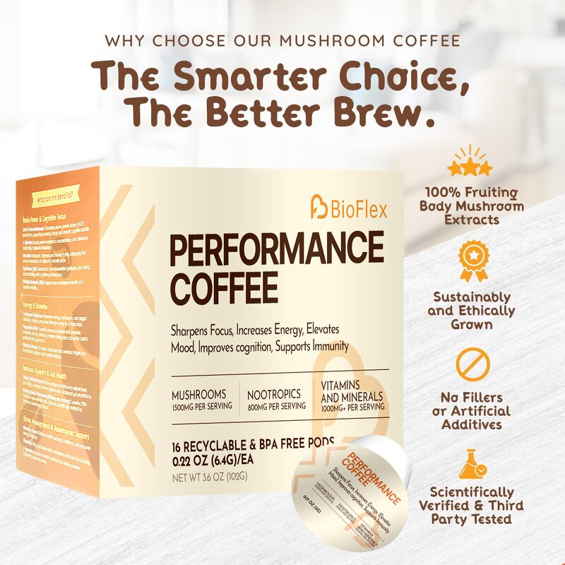 Mushroom Coffee Powder - Vanwin Custom Organic Immunity Energy Boost Box