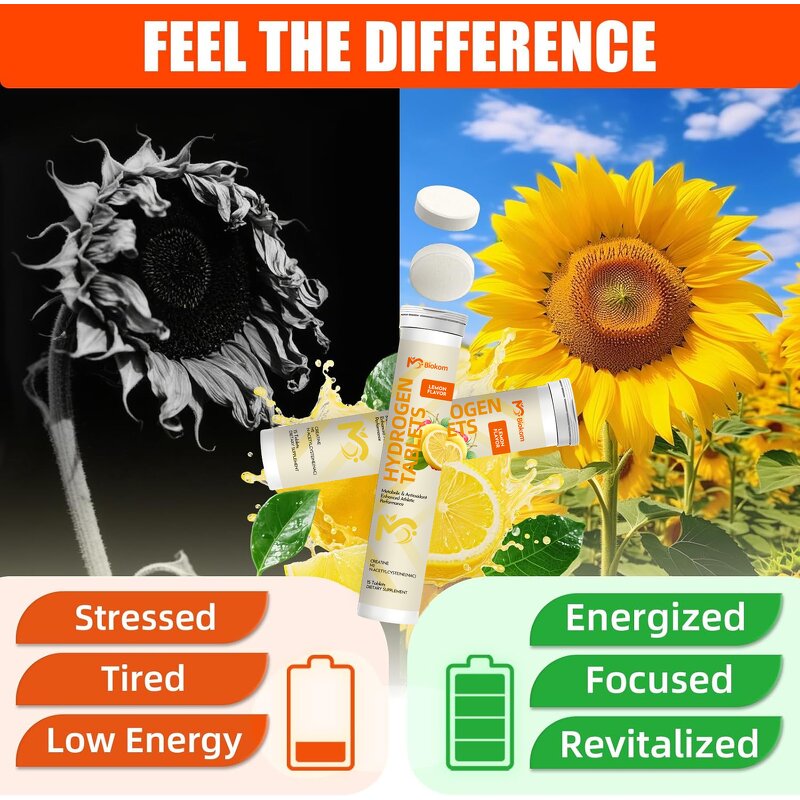 H2 Effervescent Tablets - Vanwin OEM Lemon 15 Count Creatine NAC Resveratrol