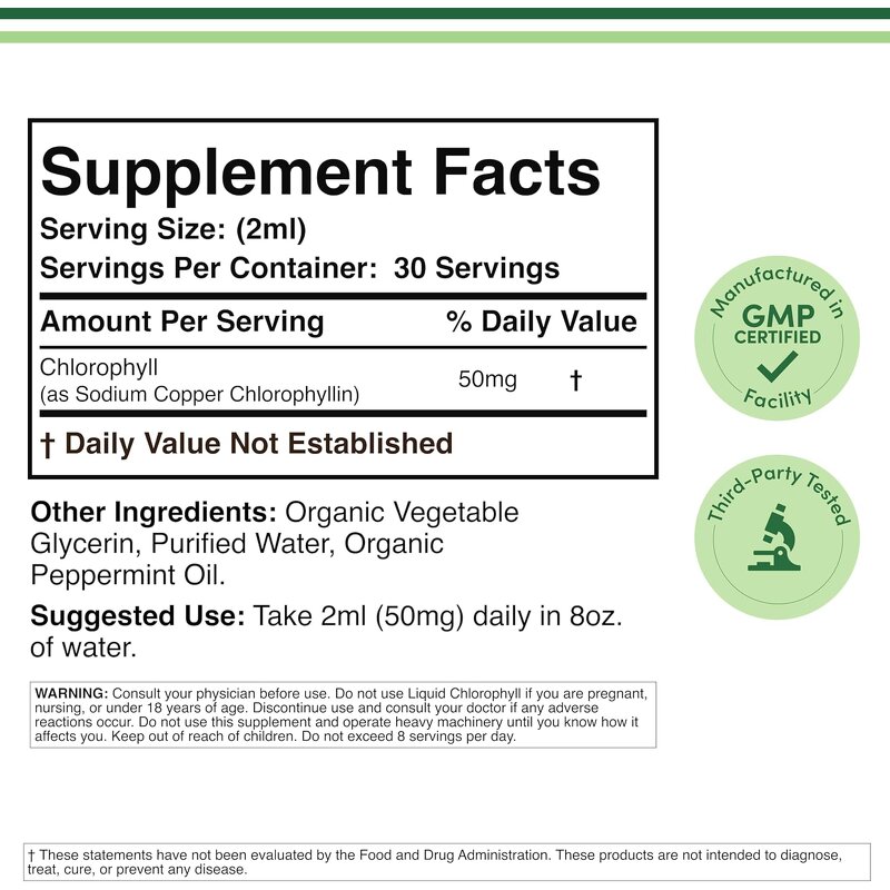 Chlorophyll Liquid Drops - Vanwin Custom Organic Herbal Detox Weight Loss Oral