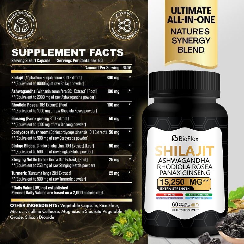 Shilajit Extract Capsules - OEM Male Enhancement Ashwagandha Turmeric Energy